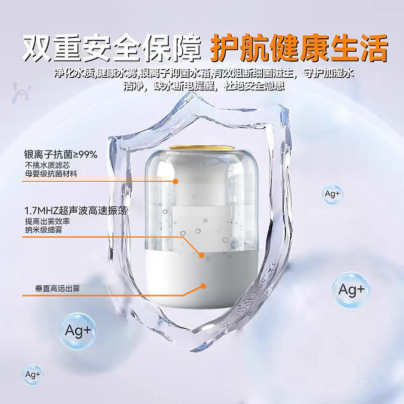 ナノミストナイトライトデジタルディスプレイ加湿器 家庭用ダブルノズル大霧量寝室母子デスクトップ加湿器カスタマイズ|undefined