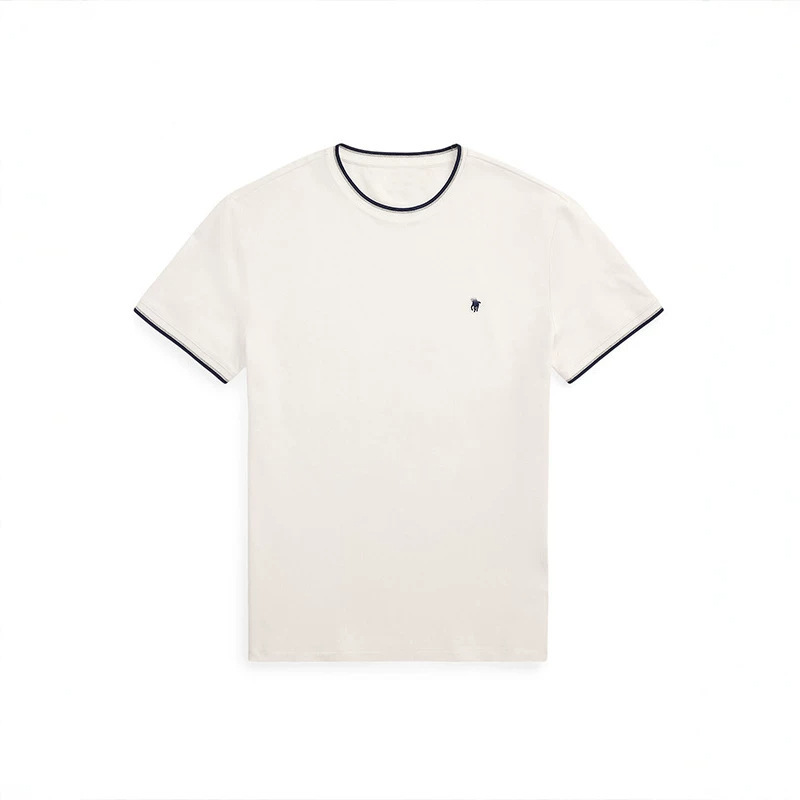 Rl Ralph Lauren Logo New Pique Pure Cotton Spring/Summer Breathable Color-Block Mesh Men's Crew Neck Short-Sleeve T-Shirt