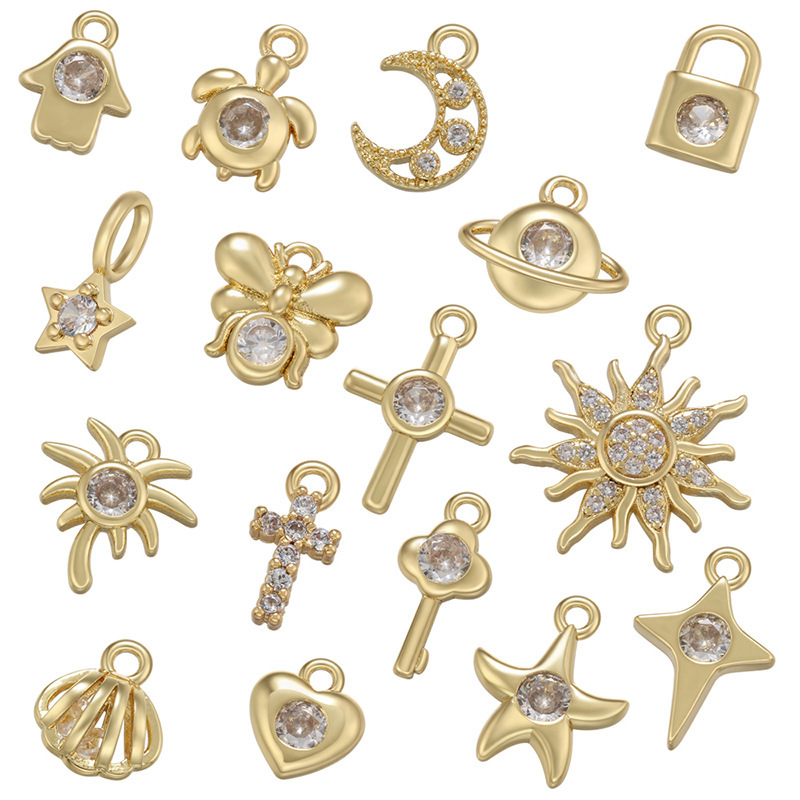 Zircon Small Pendant Collection Micro-Paved Zircon Star Moon Cross Heart-Shaped DIY Pendant Vd1162 Zircon Small Pendant Collection Micro-Paved Zircon Star Moon Cross Heart-Shaped DIY Pendant Vd1162