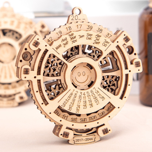 Children's toy perpetual calendar diy handmade three-dimensional puzzle wooden assembly mechanical gear rotation 3D assembly model