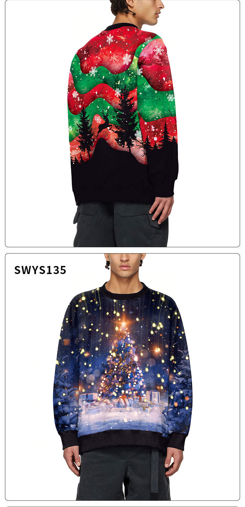 Nieuwe kleding Kerst Elanden 3D digitaal printen ronde hals trui casual koppeloutfit_voghion.com