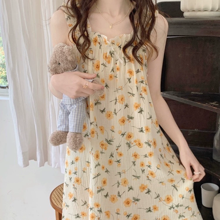Pijama, long cute skirt for elementary school students, internet celebrity, lifting effect, mid-length, floral print, loose fit