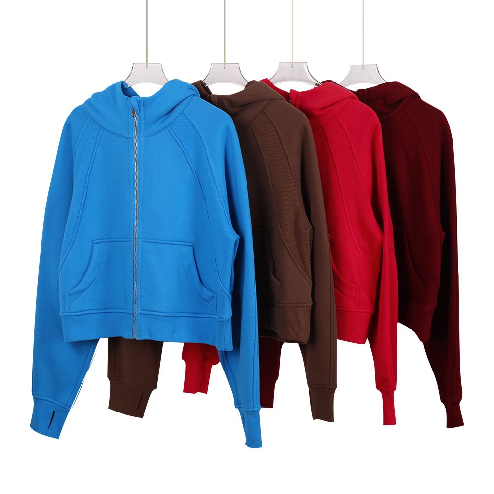 Women's Oversized Scuba Hoodie Fleece Lined Zip up Jacket Kangaroo Pocket Yoga Lounge Casual Wear_ecoleips.com