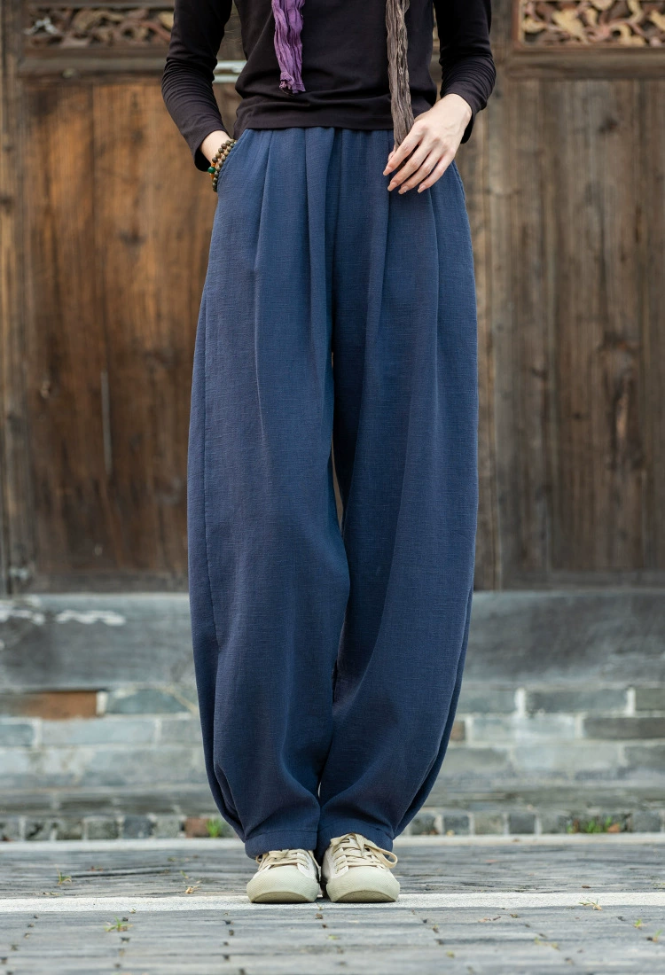 Casual Spring Trousers, cotton-linen blend, loose fit, mid-rise, multi-color sizes S–L