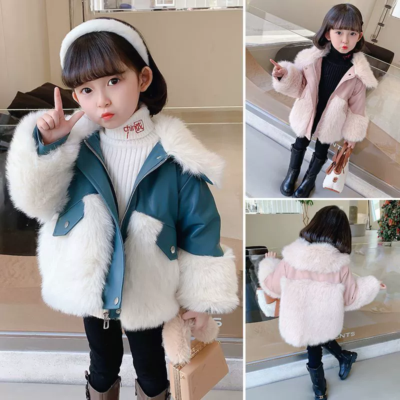 Зимнее пальто из искусственного меха для девочек, модная детская короткая меховая хлопковая куртка, утолщенный стеганый меховой свитер в корейском стиле для маленьких девочек.