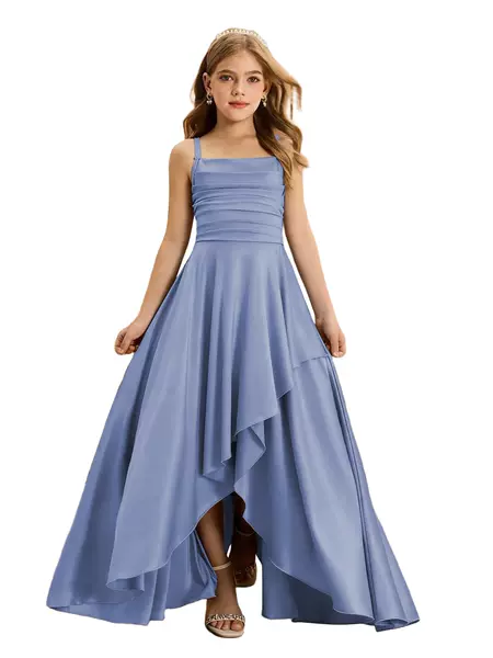 Cross-Border Strapless Ruched Waist Irregular Hem Layered Ruffle Party Dress for Girls 5062