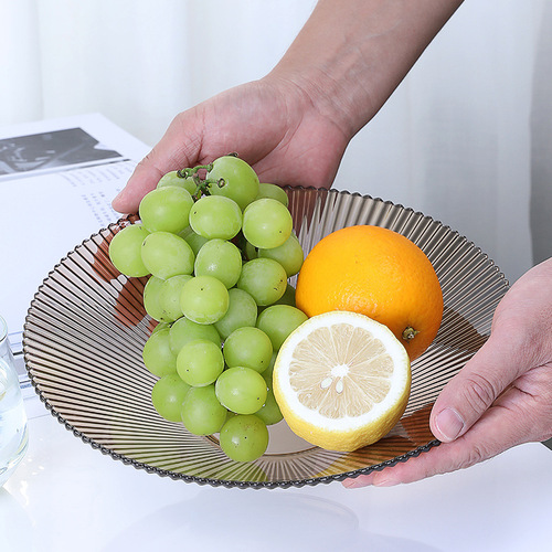 Chinese style transparent thickened plastic fruit plate for kitchen and living room, smooth and easy to clean fruit plate, simple flat bottom fruit basket
