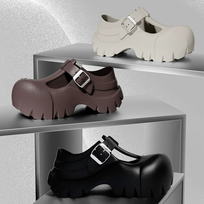 Chikoku меха Мэри пещерные туфли женские толстые подошвы летние сандалии с небольшим ароматом увеличены на открытом воздухе