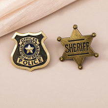 跨进热销美国州长荣誉帽胸针周年纪念复古金属六角星徽章别针胸章