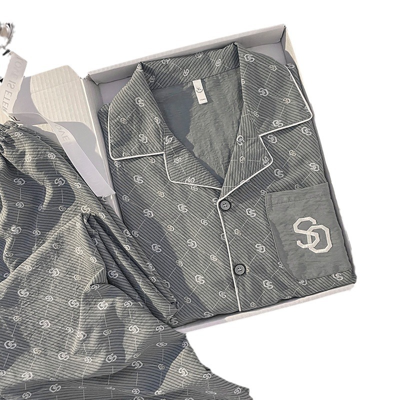 2024 nuevo pijama de hombre de manga larga nubes de algodón primavera y otoño juveniles niños de verano conjunto de ropa de casa