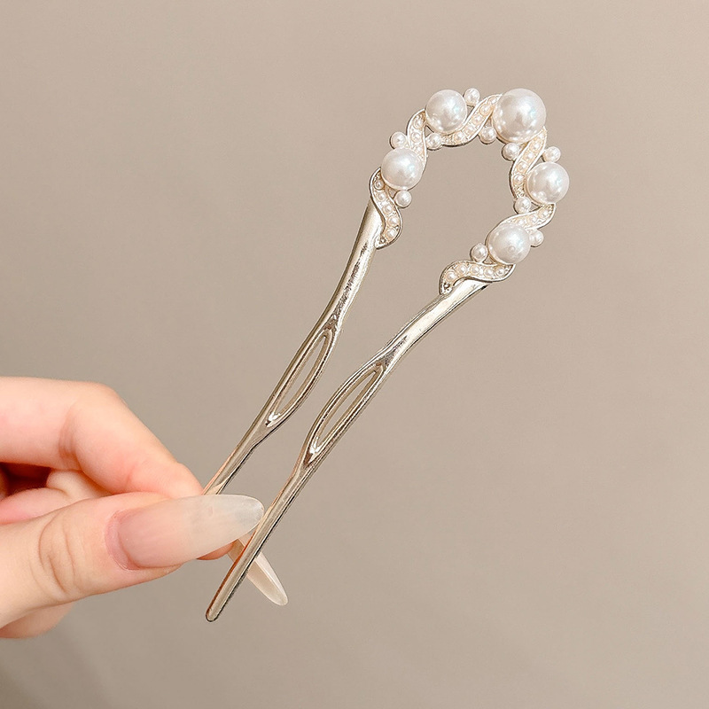 Papillón de cristal de alta sensación en forma de U pinzas de cabello pinzas