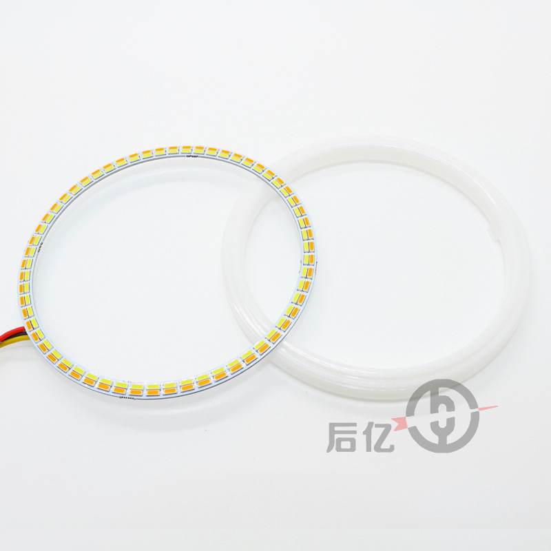 Lentes de doble luz doble luz ángel ojo con dirección bicolor blanco y amarillo ángel ojo auto modificación 3.0 resaltado 2.5