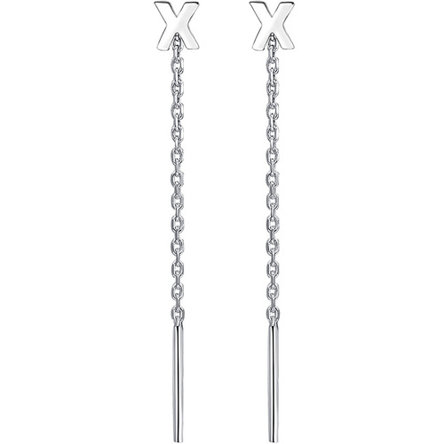 Under the Banyan Tree S999 sterling silver letter ear wire for women  new trendy ear piercing ear wire simple cold style earrings