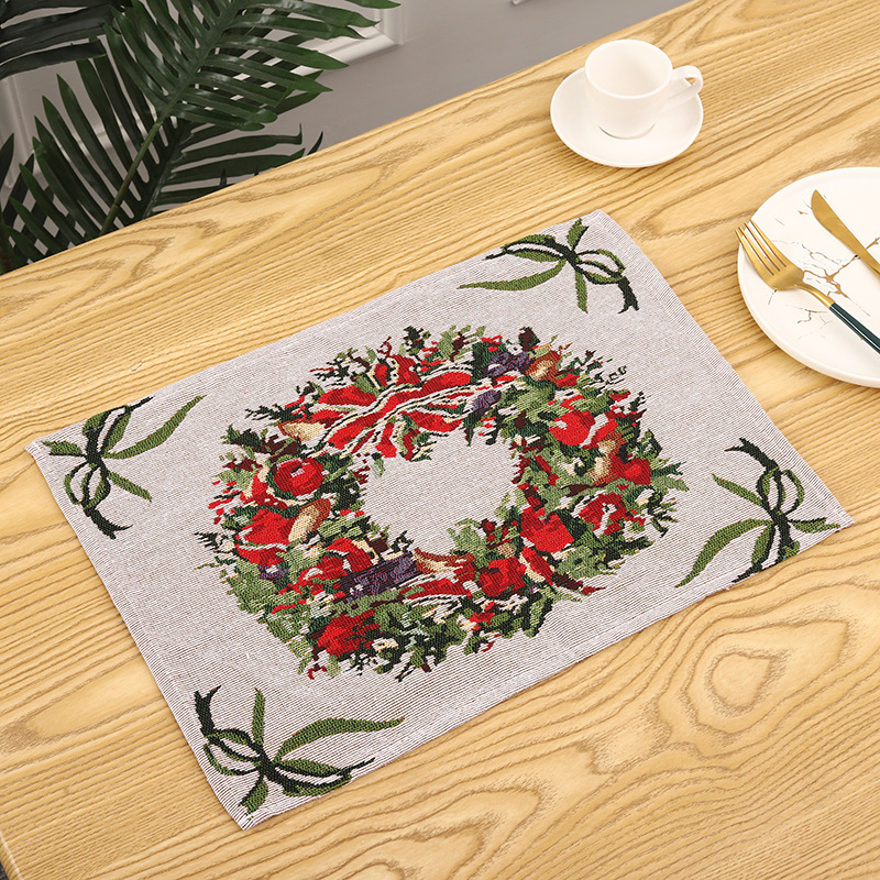80g Weight Placemat Kitchen and drinking utensils Placemat Event & Party Supplies 1 Piece Quantity Party Occasion Christmas Festival Christmas Tree Pattern Cute Style Embroidery Craft Christmas Cute Christmas Tree Party Placemat 7