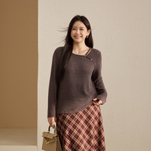 【设计感镂空韩系针织衫】纤莉秀大码女装温柔百搭上衣胖mm冬新款