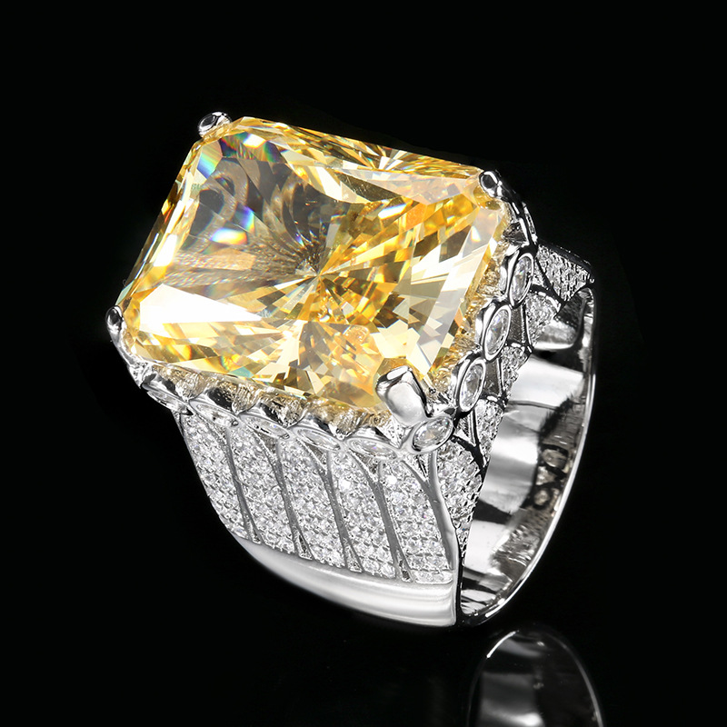 Otoño e invierno nuevo estilo Zhuang Shengsheng joyería fondo de cobre chapado en oro simulación Redine corte diamante cuadrado anillo cerrado piedra principal 15*20