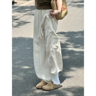 微胖MM遮胯显瘦弯刀裤女夏季薄款舒适透气亚麻休闲裤百搭阔腿长裤