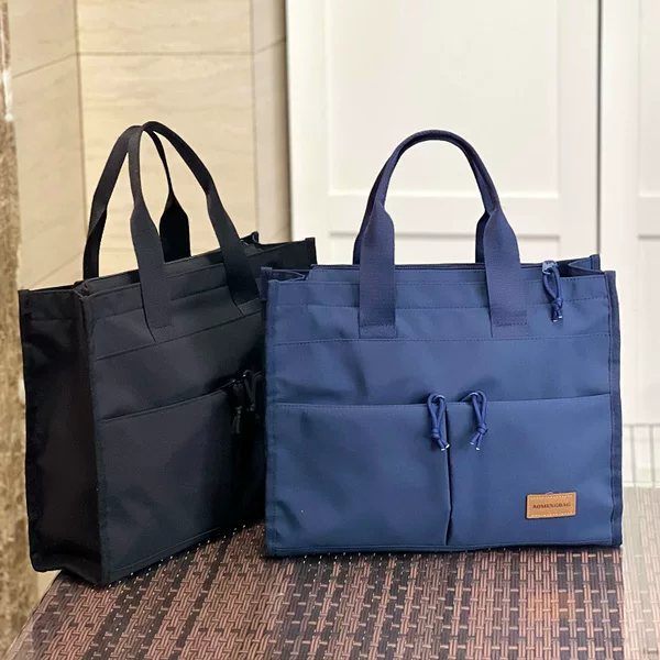New Horizontal Style Plus Multi-Pocket Multi-Functional Portable Document Bag Student Meal Tray Bag Large Capacity Book Bag Information Bag