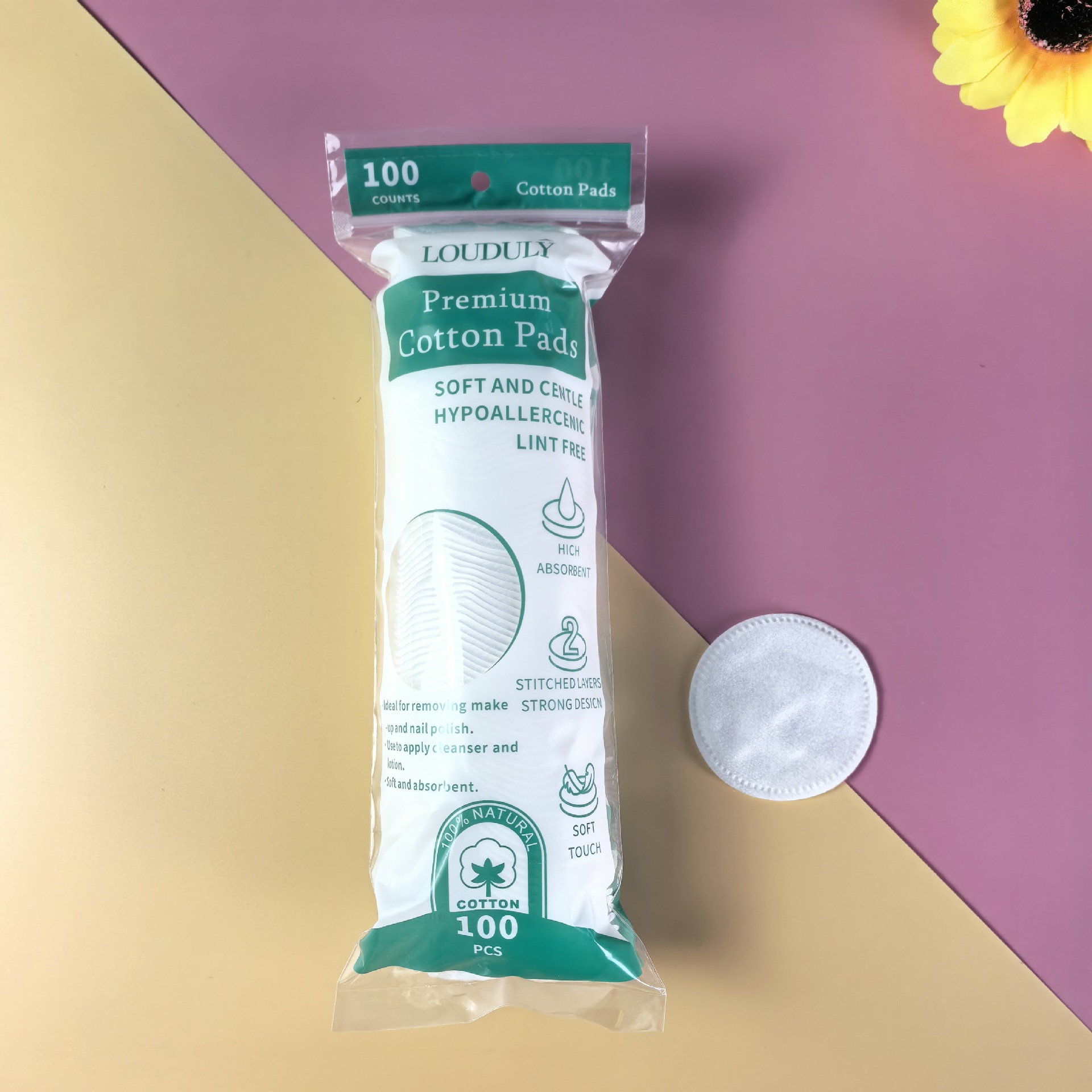 Desmaquillador desechable Algodón Redondo Algodón de maquillaje Ojos y labios Desmaquillador Espesar Algodón Algodón Pañuelo Desmaquillador de borde con agujero de alfiler Inglés