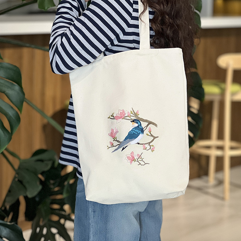 Bordado hecho a mano DIY boca Bolsa de Oro bordado Suzhou solo bolso de hombro bordado tridimensional DIY pareja bolsa de lona image 10