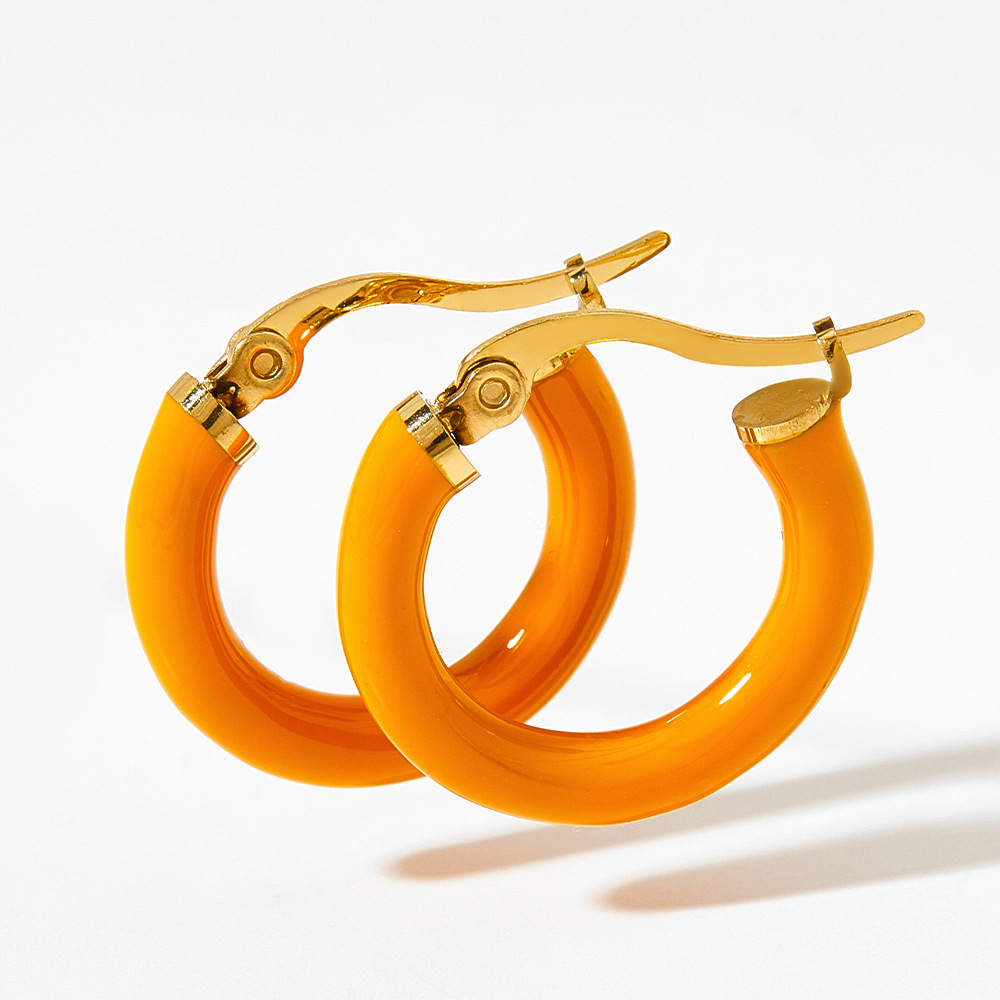 Women'S Gender Cute Geometric Stainless Steel Plating Hoop Earrings 1 Pair