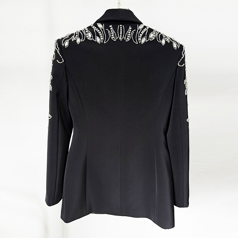 Women's Clothing Spot 2024 new star fashion heavy diamond beaded suit jacket slit fishtail long skirt_voghion.com