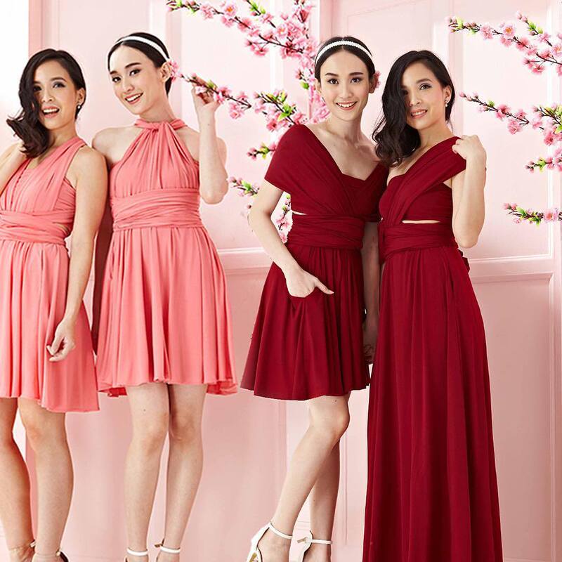 Light Luxury Socialite Party Little Dress Sister Group Bridesmaid Dress Multi-Wearable Strap Foreign Trade Sweet Style Dress