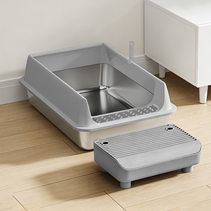 회색 고양이 화장실 + 모래받이