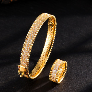 Cross-border new style baby's breath zircon bracelet ring live broadcast hot sale versatile fashion versatile gold-plated bracelet for women wholesale