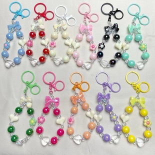 Creative New Lobster Plated Small Flower Keychain Pendant Beaded Mobile Phone Chain Bag Small Pendant Small Gift Wholesale