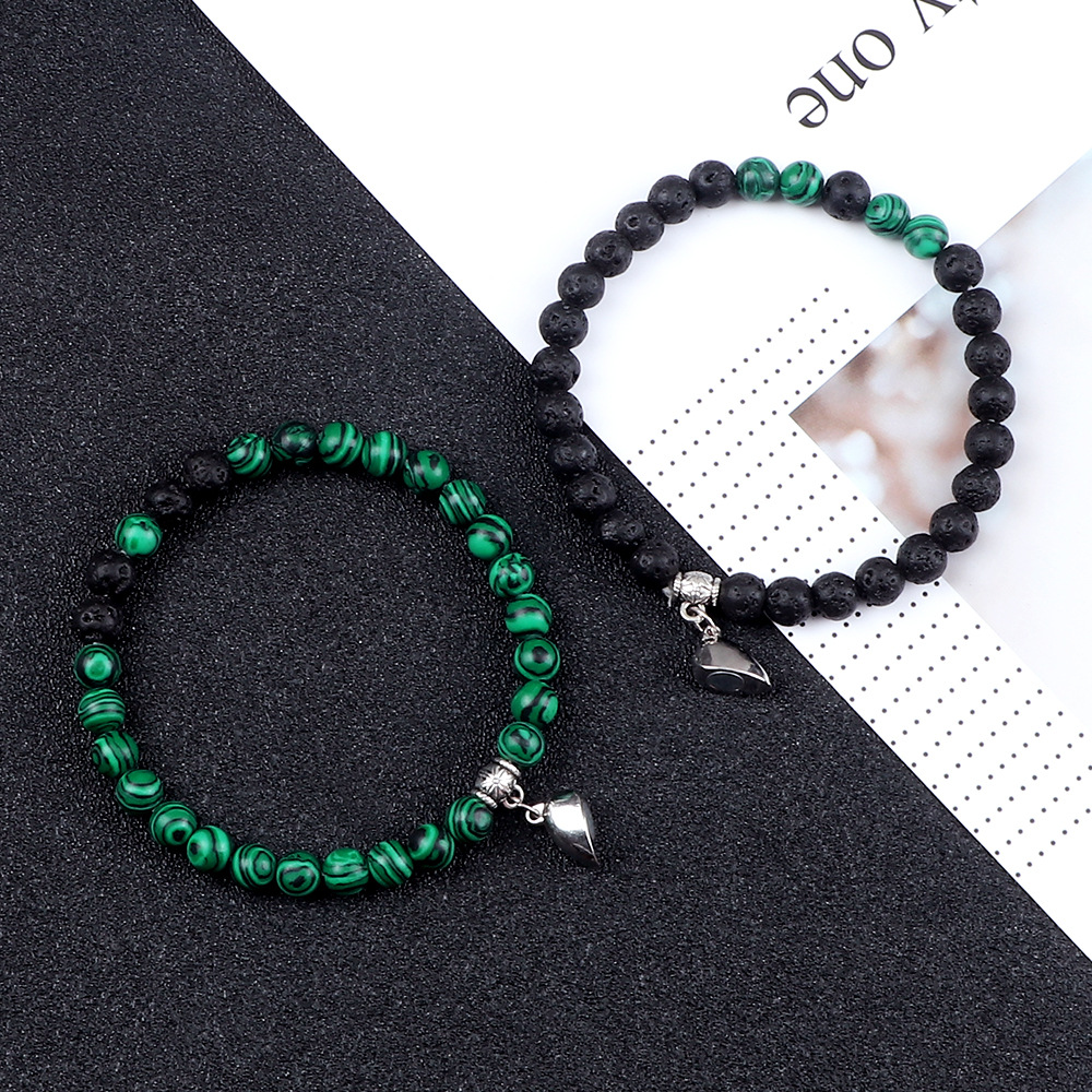 Black and white double magnet attraction bracelet for two couples girlfriends student simple girl bracelet a pair of elastic rope_voghion.com
