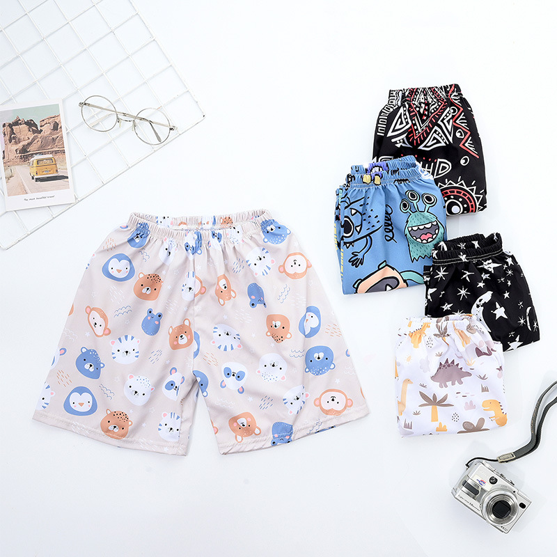 2025夏季儿童薄款绵绸印花沙滩短裤中小童宽松休闲裤宝宝五分中裤