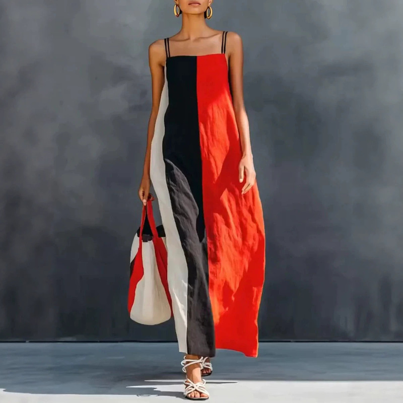 Cross-Border European and American Amazon New Summer Style Comfortable Casual Trendy Vacation Style Suspender Sleeveless Women's Dress Cross-Border European and American Amazon New Summer Style Comfortable Casual Trendy Vacation Style Suspender Sleeveless Women's Dress