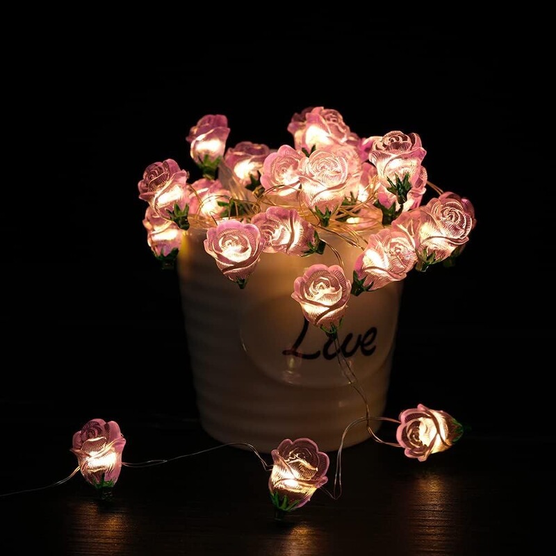 Pink Rose String Lights Led Battery-Powered Fairy Lights Romantic Valentine's Day Decoration Wedding Anniversary Party Pink Rose String Lights Led Battery-Powered Fairy Lights Romantic Valentine's Day Decoration Wedding Anniversary Party