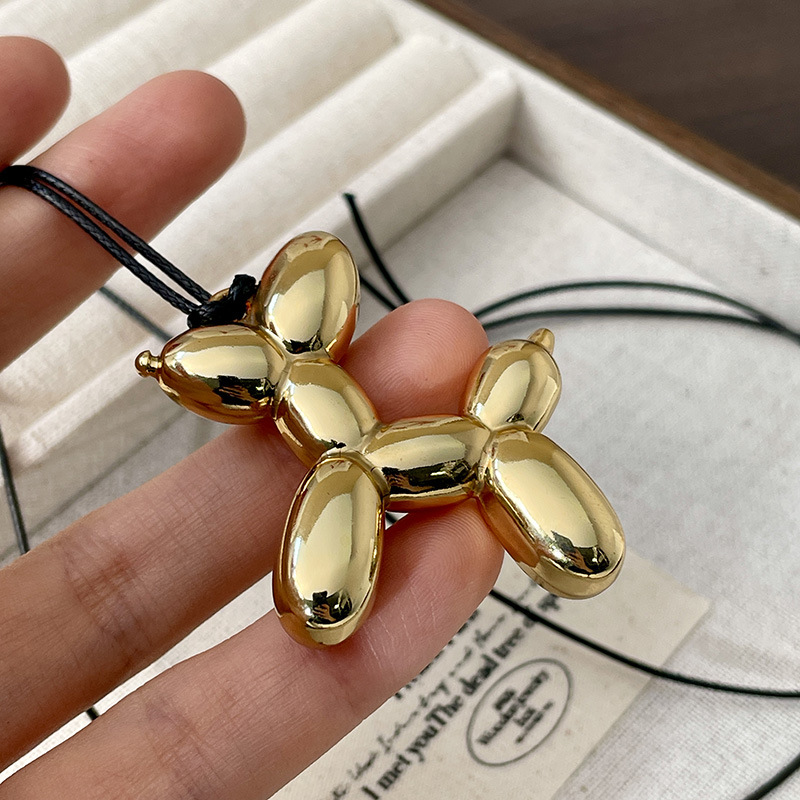 황금 풍선 개 펜던트 목걸이