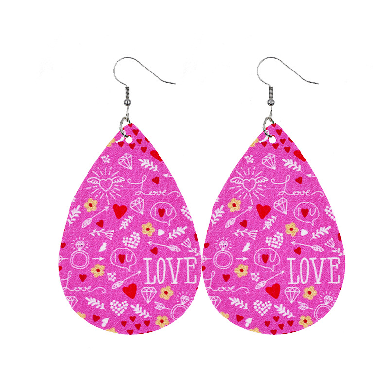 1 Pair Sweet Streetwear Heart Shape Pu Leather Drop Earrings display picture 18