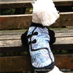 Chinese style pet clothes dog New Year clothes wave Tang suit puppy autumn and winter warm dog clothes Teddy Bichon