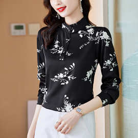 时尚衬衫长袖衬衣花色衬衫女韩版2022春装新款打底上衣寸