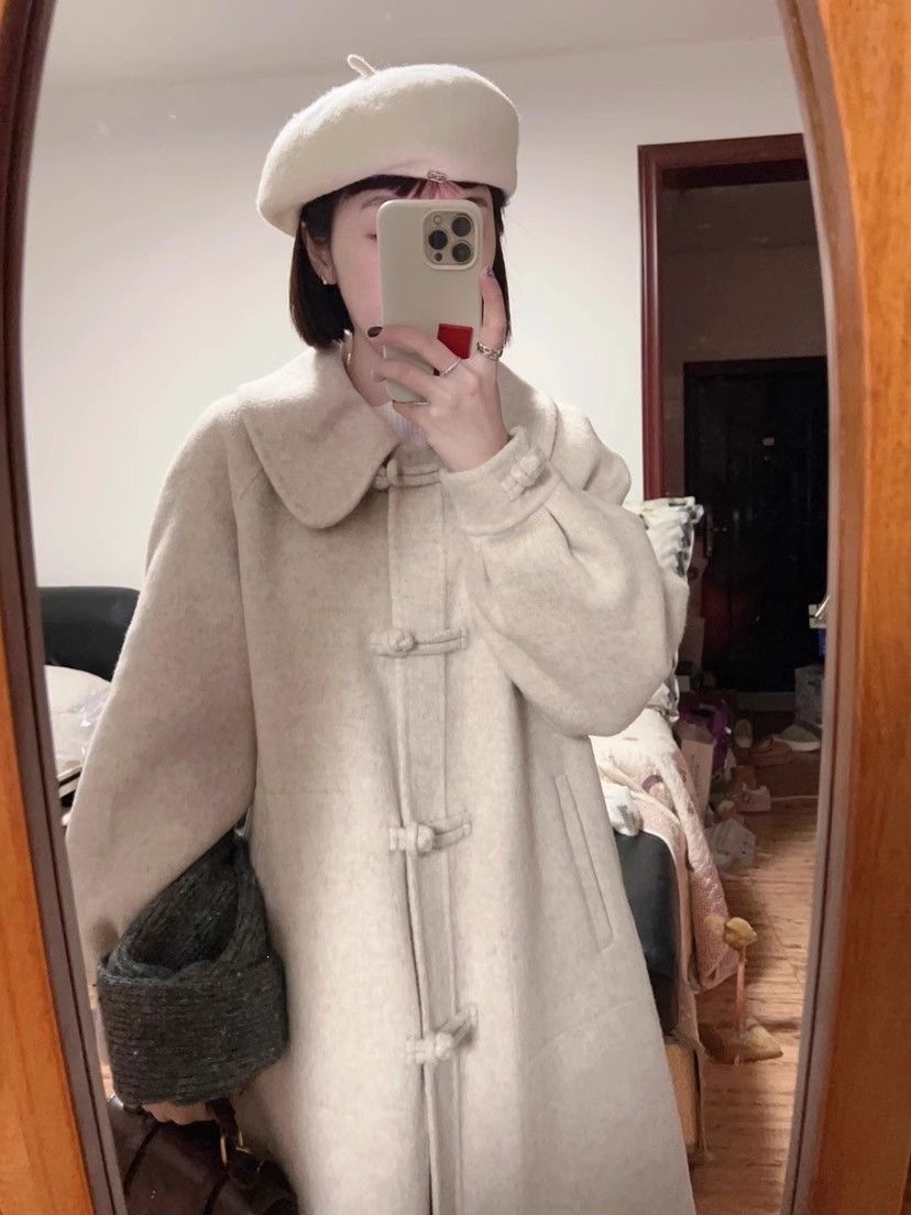 呢子大衣女秋冬新款高级感韩系小个子赫本风气质加厚毛呢外套