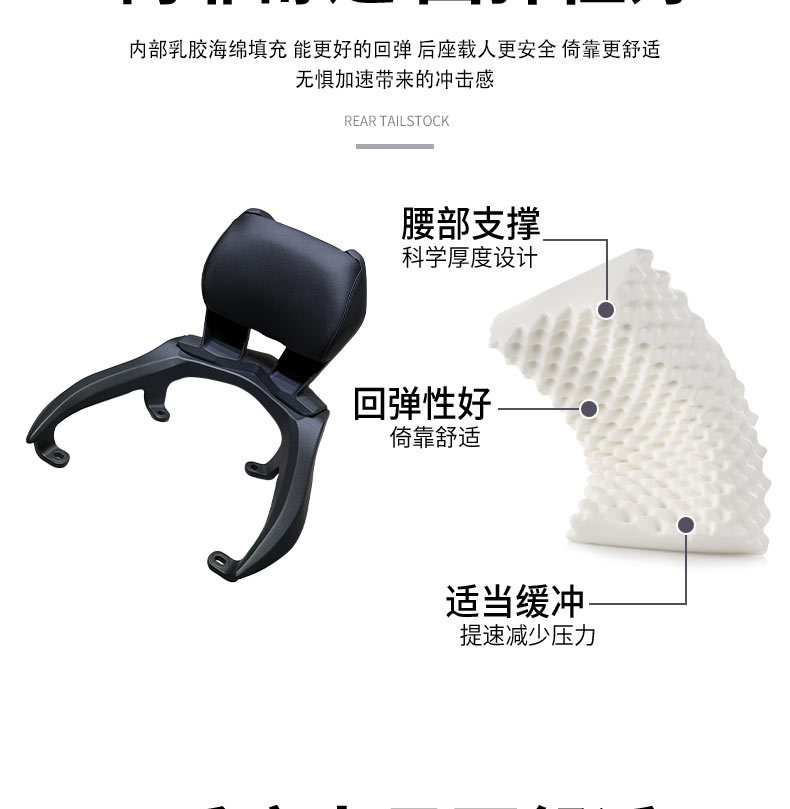 Suitable for Haojue UHR150 rear backrest upgrade version thickened aluminum alloy uhr second generation backrest tailstock replacement