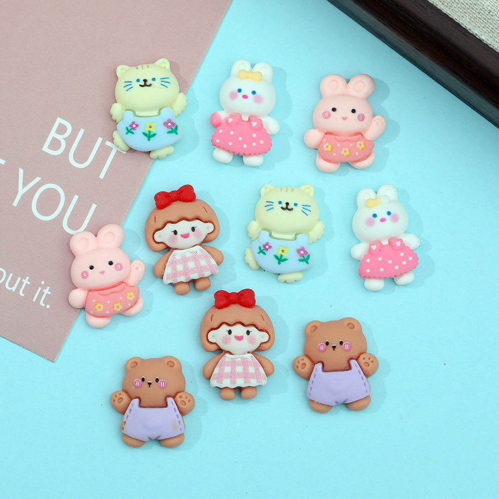 Cartoon animal conejito DIY resina accesorios pegamento crema teléfono móvil Shell agujero zapatos hebilla accesorios para el cabello parche material al por mayor