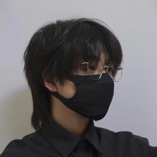 Wolf Tail Ray Head Wig, Unisex, Handsome Black Straight Hair, Korean Fashion, Oblique Bangs, Full Headgear, Drop Shipping