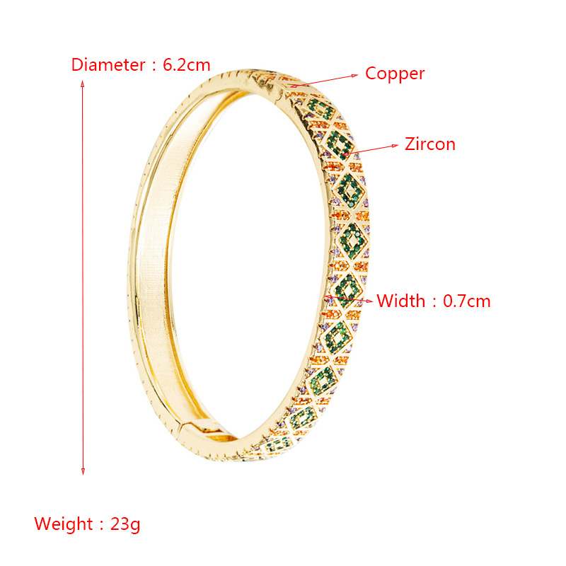 Creative Diamond Circle Bracelet Copper Plated Real Gold Micro-inlaid Color Zircon Jewelry display picture 1