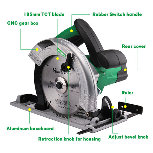 Electric Circular Saw 7-inch Handheld Woodworking Circular Saw Woodworking Tool Electric Circular Saw High Power Cutting Machine