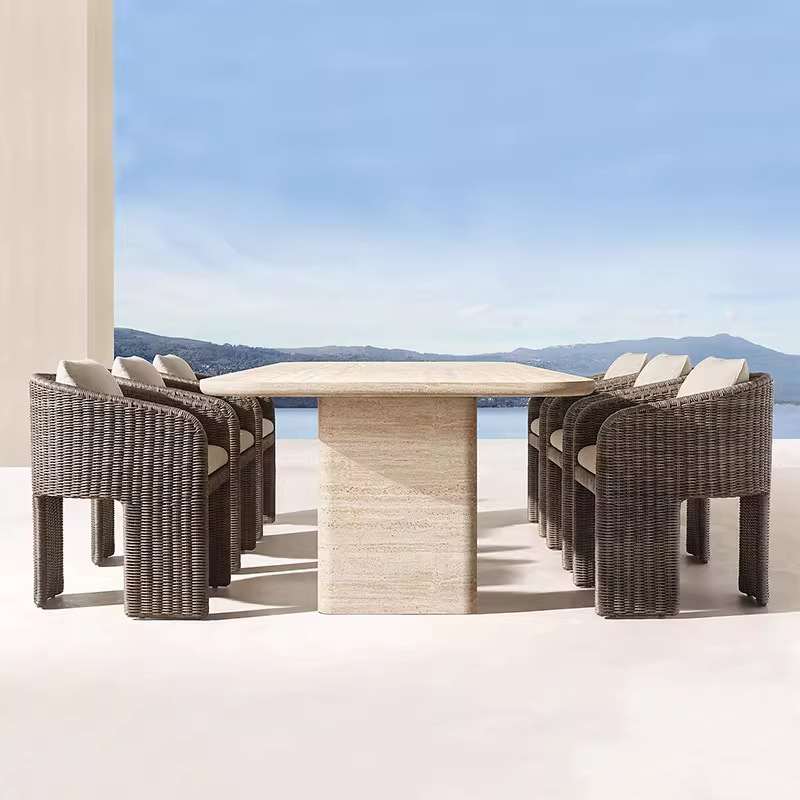 Sofá al aire libre de hotel terraza de aluminio trenzado de caña patio sofá silla de tarjeta de asiento de oficina villa terraza al aire libre sofá