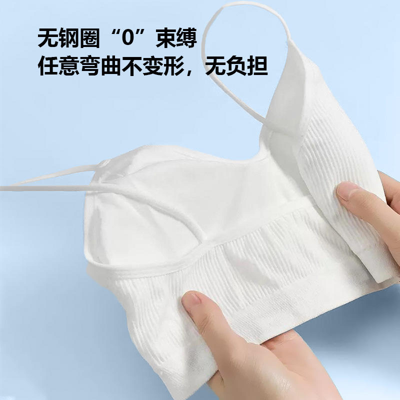 Disposable Underwear Bra Travel Portable Ice Silk Seamless Bra Outdoor Wash-Free 7A Antibacterial White Halter Wholesale 