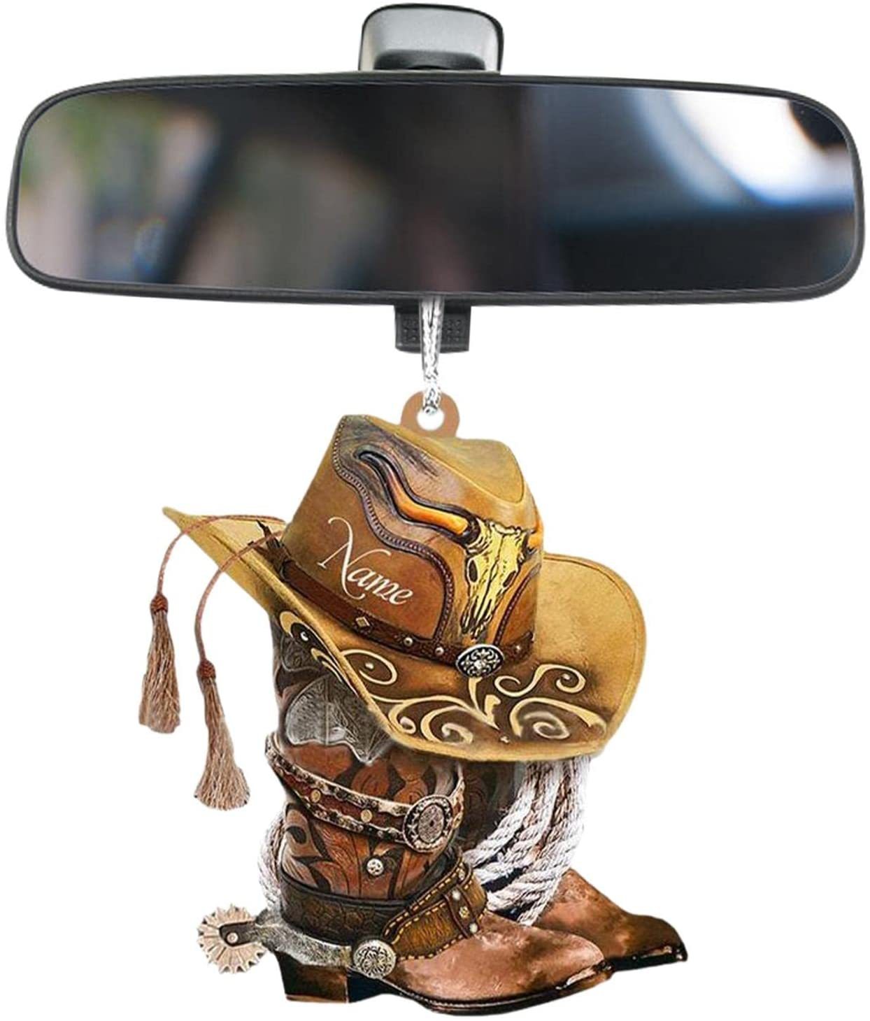 Transfronterizo nuevo coche interesante colgante decoración personalizada botas de vaquero y sombrero colgante de coche plano