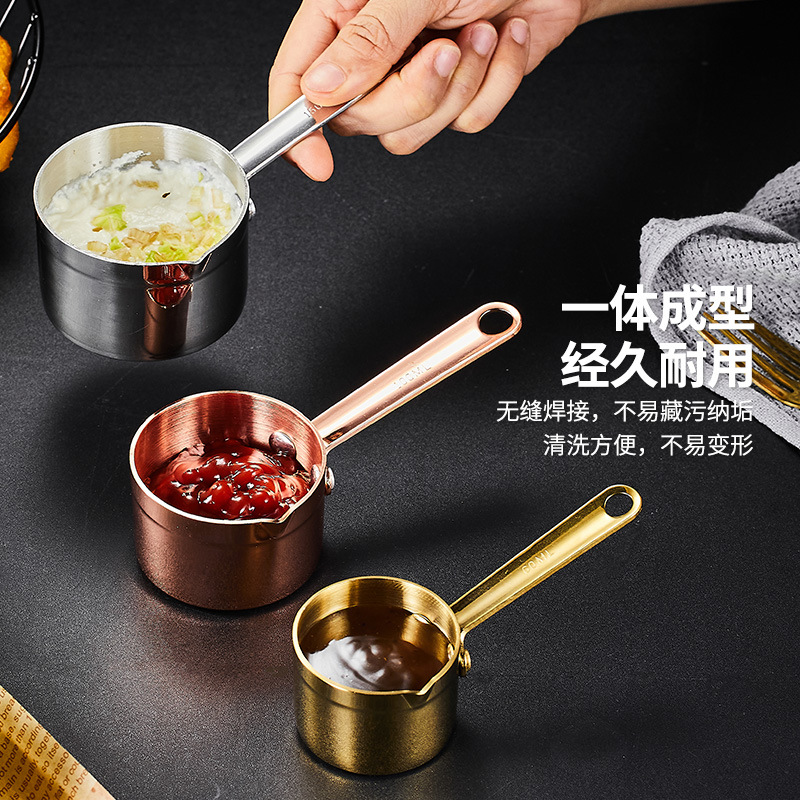 304 stainless steel sauce cup with handle commercial dipping plate Western steak sauce cup juice pot creative ketchup cup