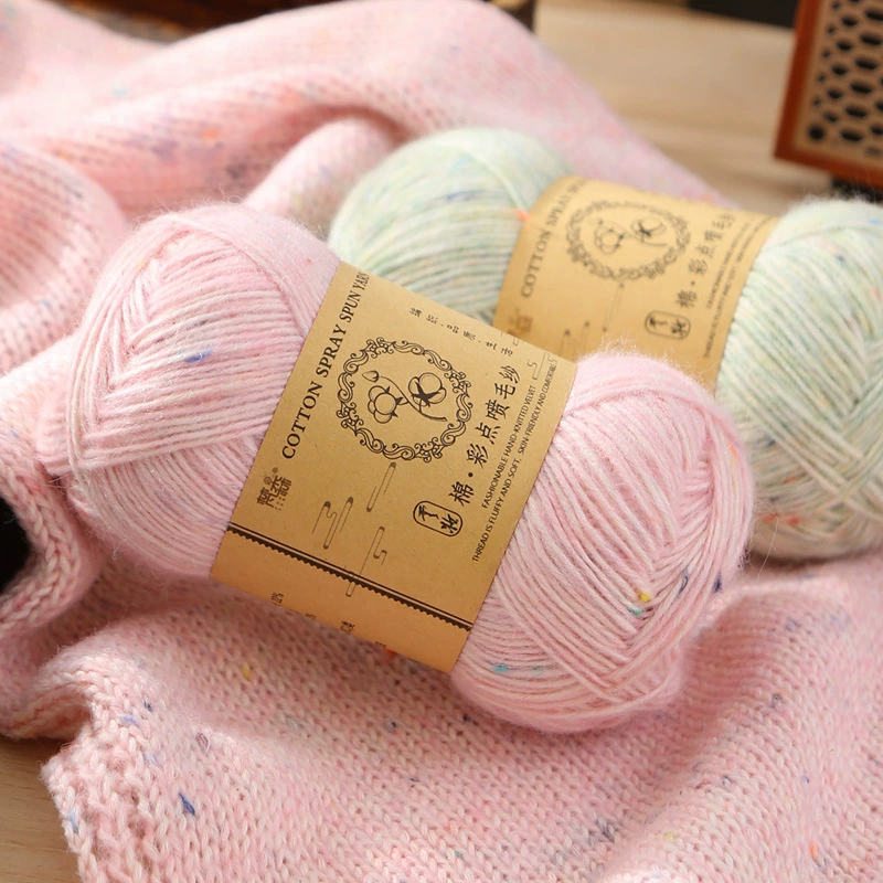 Цветная пряжа в горошек, детская хлопчатобумажная нить, ручная вязка, хлопчатобумажная нить для шарфа, средней толщины, ручная работа, мягкая шерсть для рукоделия