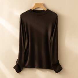 2024秋冬新款半高领毛衣女宽松内搭打底长袖薄款秋冬季针织打底衫